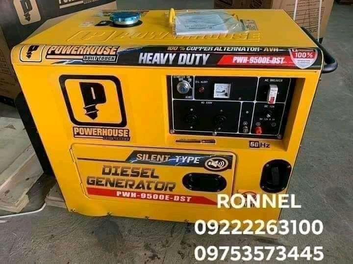 POWERHOUSE USA Diesel Silent Type Generator (Category: Looking For) located in Valenzuela. Submitted by ronnelpowertools (Listing ID 1052963264, Image 3). Description: Price - 65k DR POWERHOUSE USA Diesel Silent Type Generator - PWH-9500E-DST Model: PWH-9500E-DST Engine: Diesel Type: Silent Enclosure Voltage Regulator: AVR Type: 100% copper wire Phase: Single Frequency: 60Hz Max. AC Output: 8.0kva Rated AC Output: 7kva Rated AC Voltage: 220v Powe
