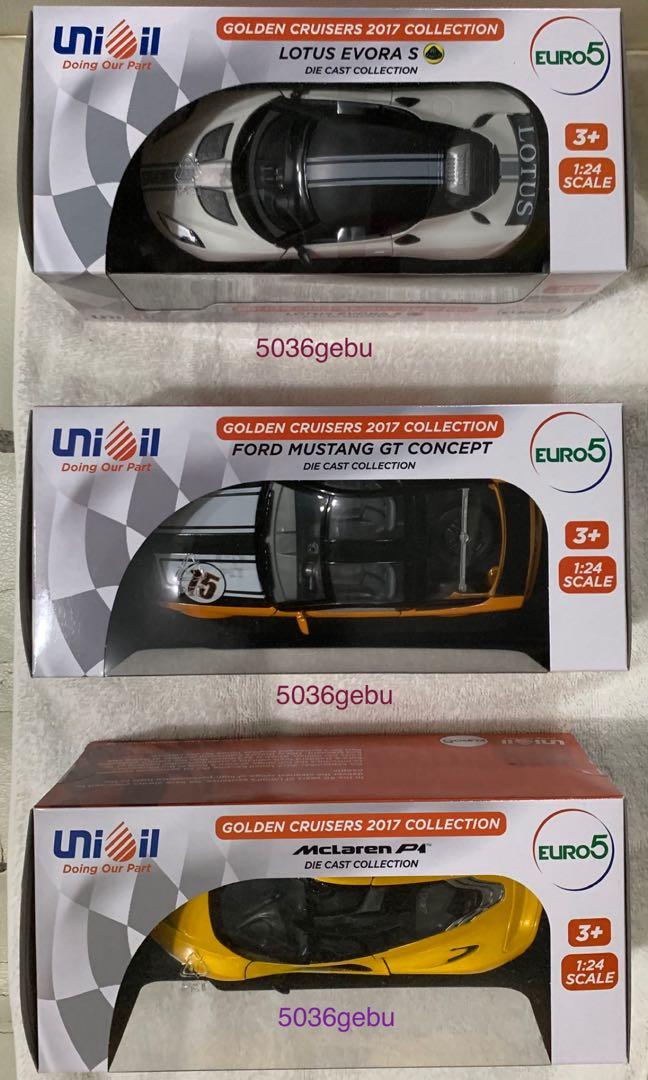 2017 Unioil Golden Cruisers, not Petron, not Shell (Category: Vehicle & Diecast Models) located in Las Pinas. Submitted by 5036gebu (Listing ID 1052957085, Image 2). Description: Authentic. Mint in sealed Box. Scale 1:24. Price is PER PIECE. Lotus Evora - Sold McLaren - Sold Item is located in Molino 3 Bacoor Cavite. Shipping fee shall be at the buyer’s expense..