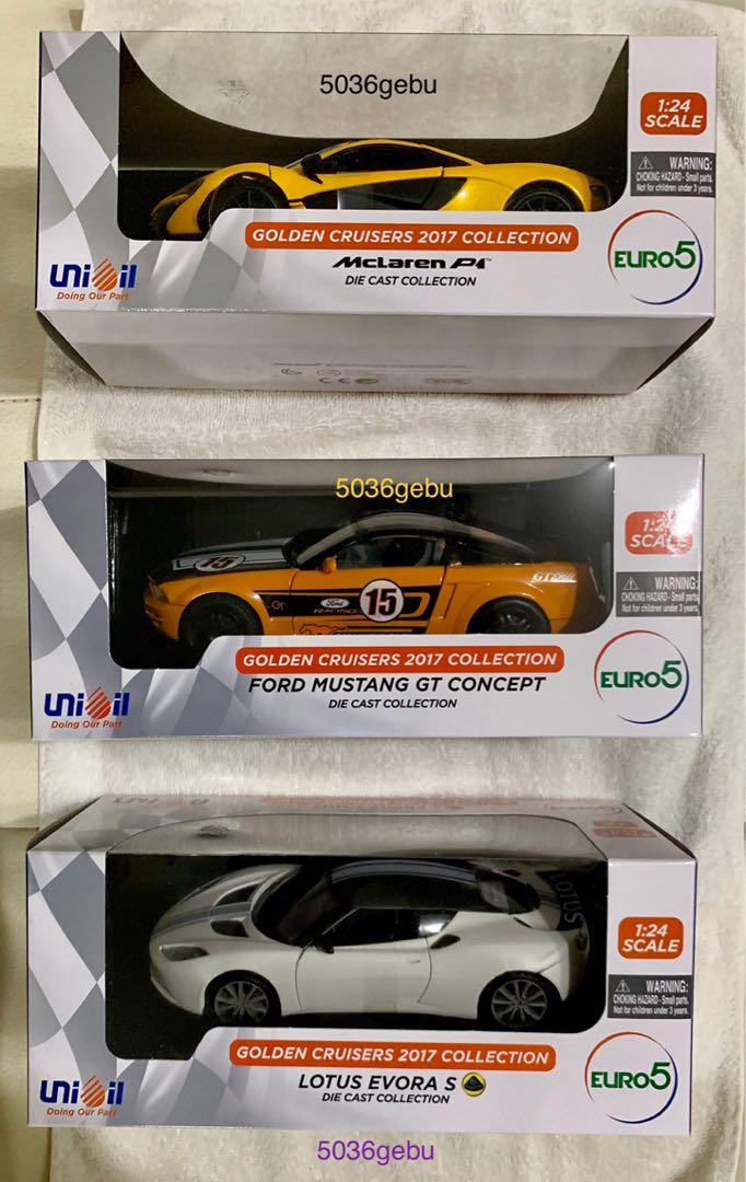 2017 Unioil Golden Cruisers, not Petron, not Shell (Category: Vehicle & Diecast Models) located in Las Pinas. Submitted by 5036gebu (Listing ID 1052957085, Image 1). Description: Authentic. Mint in sealed Box. Scale 1:24. Price is PER PIECE. Lotus Evora - Sold McLaren - Sold Item is located in Molino 3 Bacoor Cavite. Shipping fee shall be at the buyer’s expense..