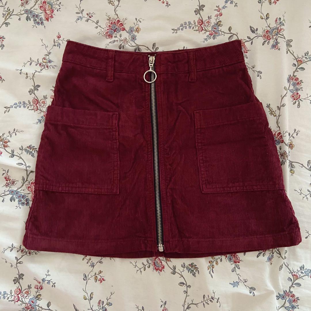 Maroon zip up skirt outlet