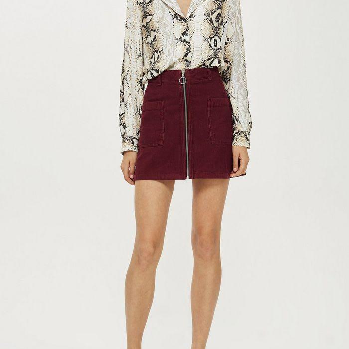Maroon zip up skirt clearance