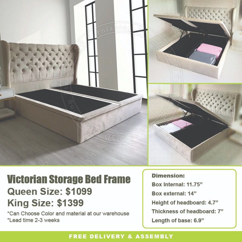 Victorian Storage Bed Frame Furniture, Length And Width Of Queen Size Bed Frame