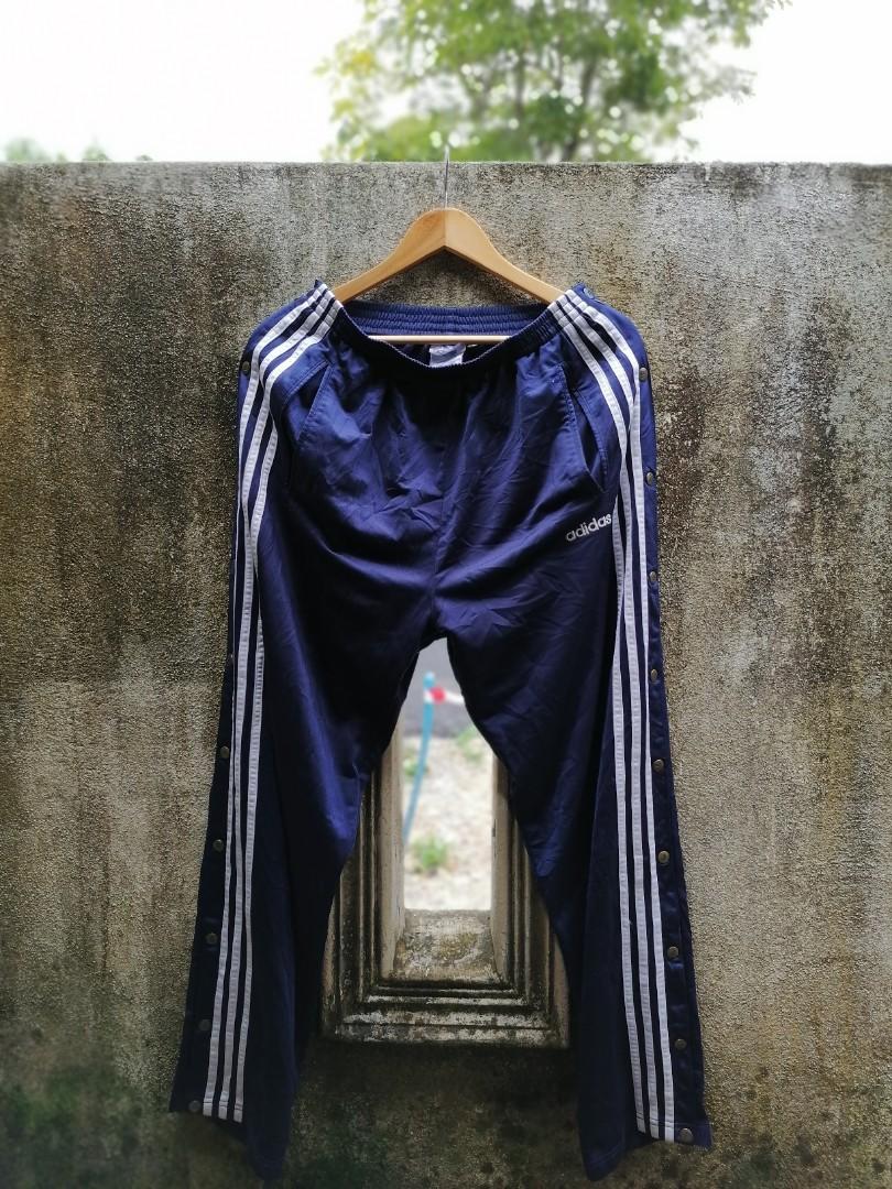 Vintage Adidas Track Pants Mens Medium Blue Side Button Zipper Pocket | eBay