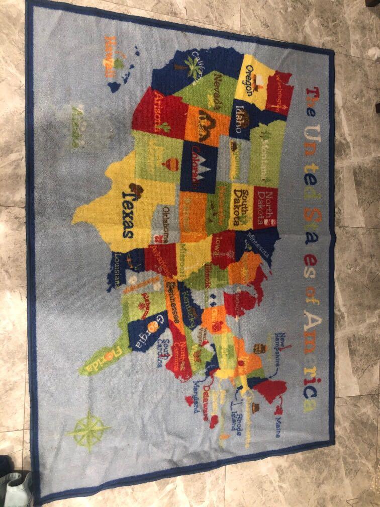 Map of US states floor rug , Furniture & Home Living, Home Decor ...