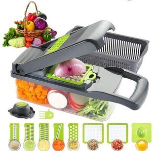 KEOUKE Vegetable Chopper 12in1 Veggie Chopper Slicer Cutter Food Dicer with  Container Hand Guard Draining Basket, Grey