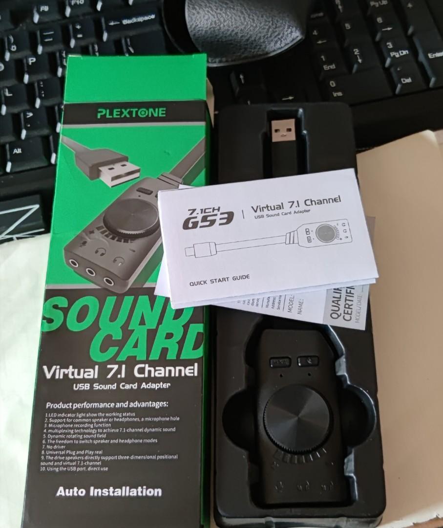 7.1 Authentic Plextone Sound Card (Category: Soundbars, Speakers & Amplifiers) located in Manila. Submitted by cherrylim93 (Listing ID 1054985876, Image 1). Description: Add 40 for delivery within metro manila.