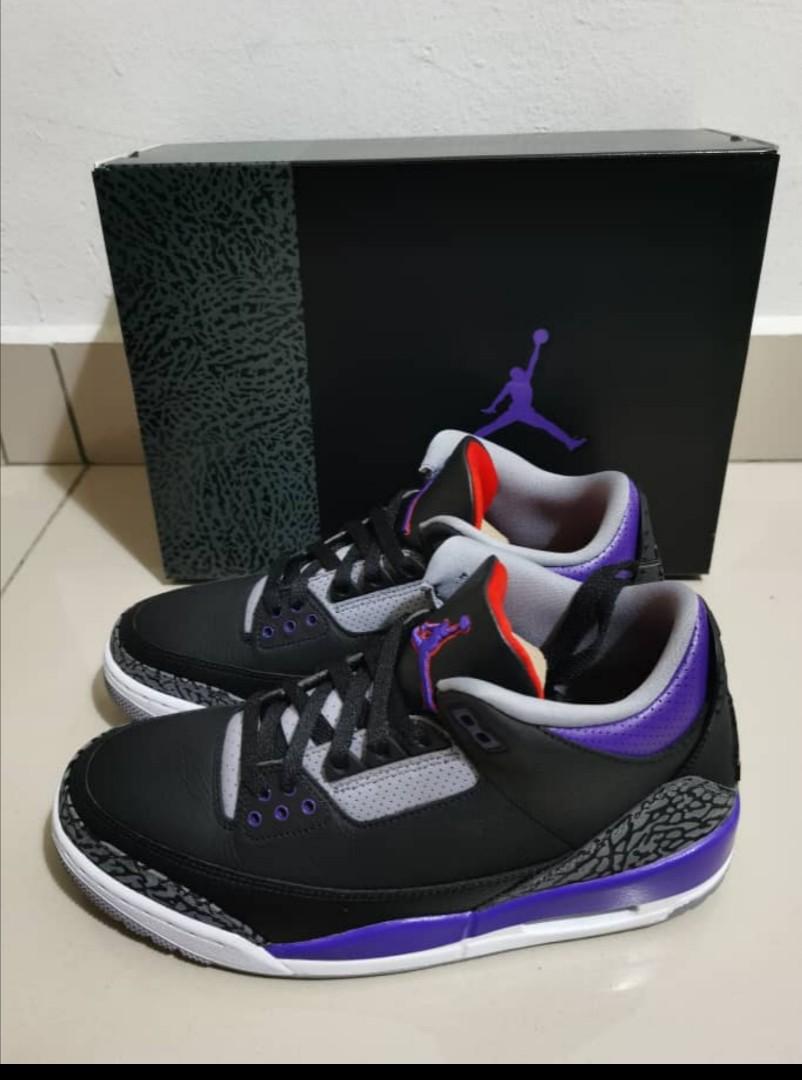 Jordan 3 Retro Black Court Purple