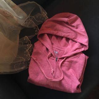 Authentic UNIQLO Full-Zip HOODIE Light Red