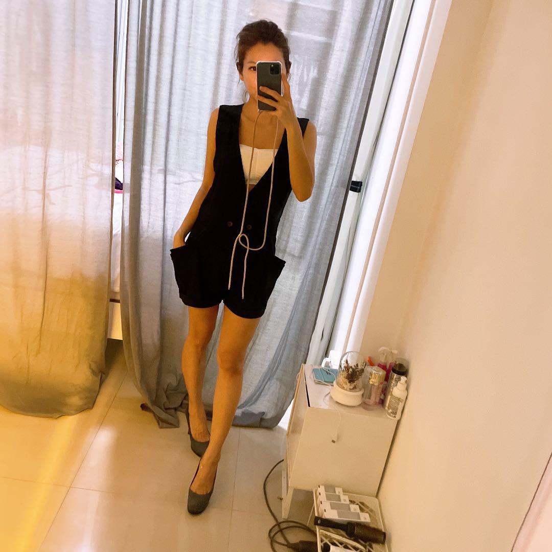 black suit romper