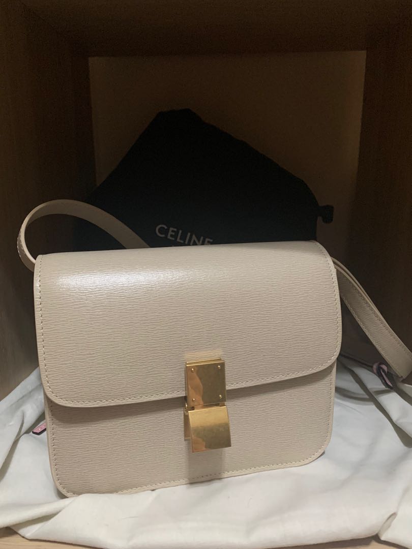 Celine Classic Box In Calfskin Liege Shoulder Bag Medium Abyss