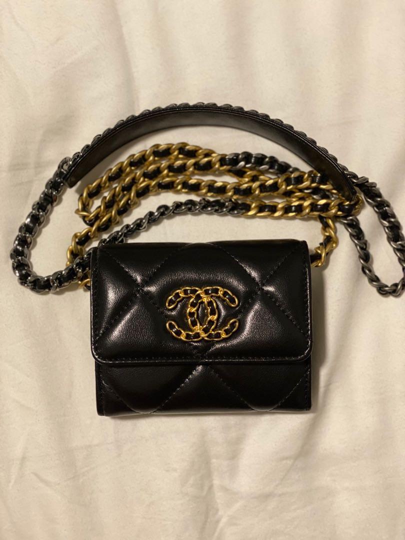 Chanel 19 Card Holder with Chain , Luxury, Bags & Wallets on Carousell