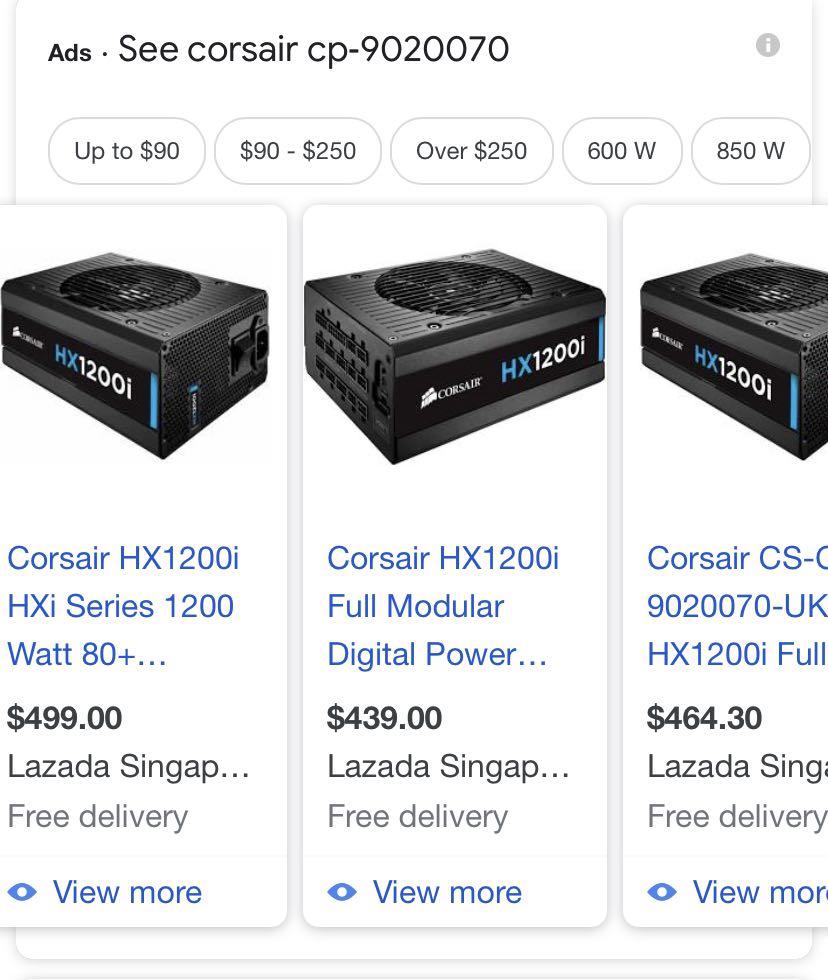 Corsair HXi Series™ HX1200i HighPerformance ATX Power Supply — 1200 Watt 80 Plus®, Computers