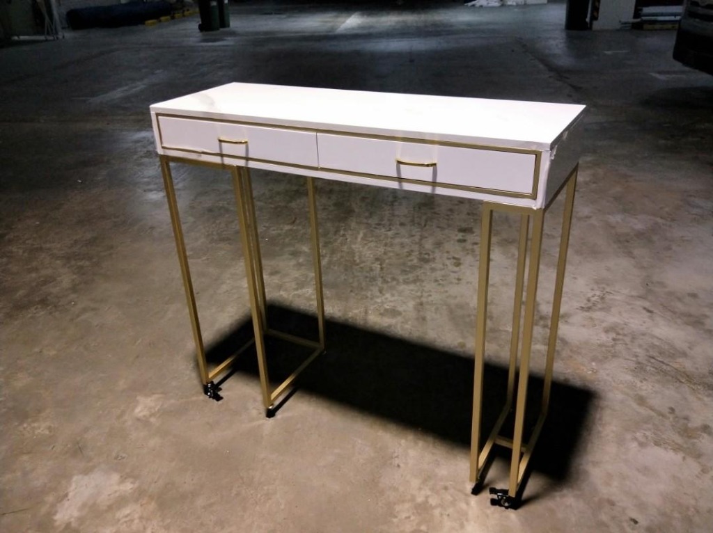 CRYSTIK Modern Hallway Console with Gold Frame on Wheels, Furniture & Home Living, Furniture, TV
