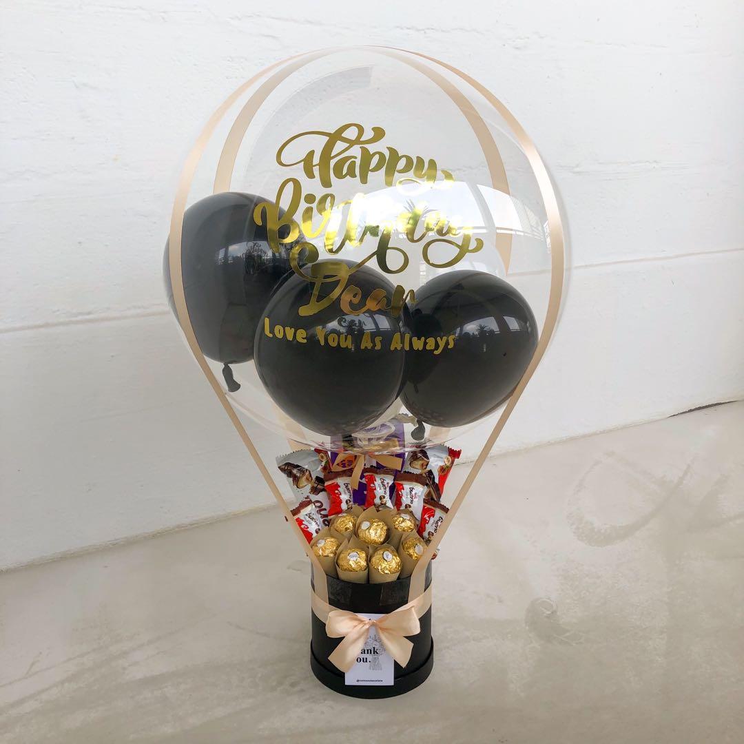 hot air balloon chocolate, ferrero rocher, balloon bouquet, chocolate  Bouquet, Kepong florist, Batu caves florist, segambut florist