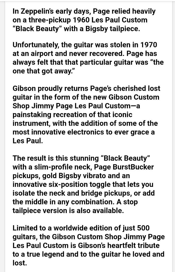 Gibson Custom Jimmy Page Les Paul Black Beauty (Limited edition