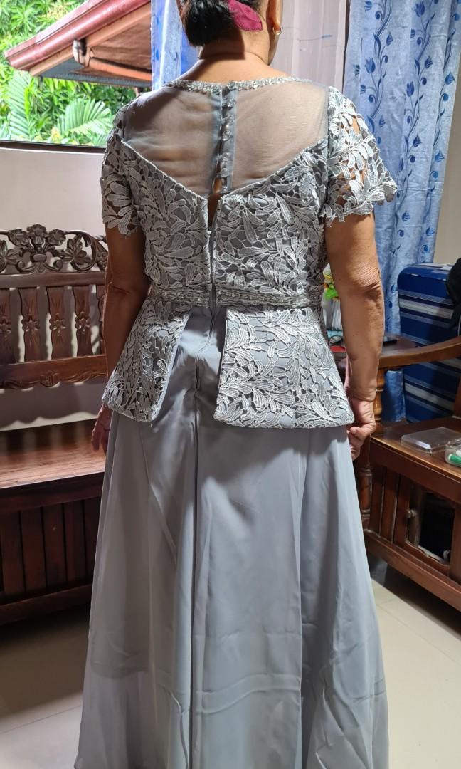 silver gray gown for ninang