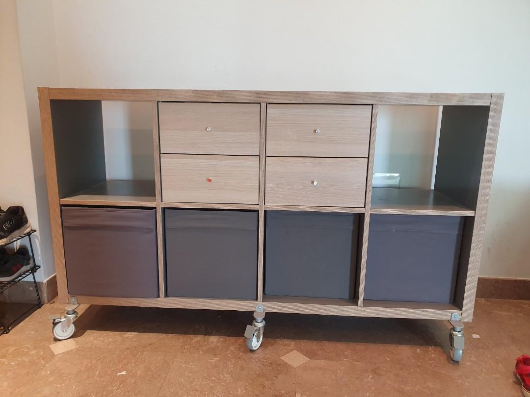 Ikea Kallax shelving unit with casters, Furniture & Home Living, Furniture, Shelves,