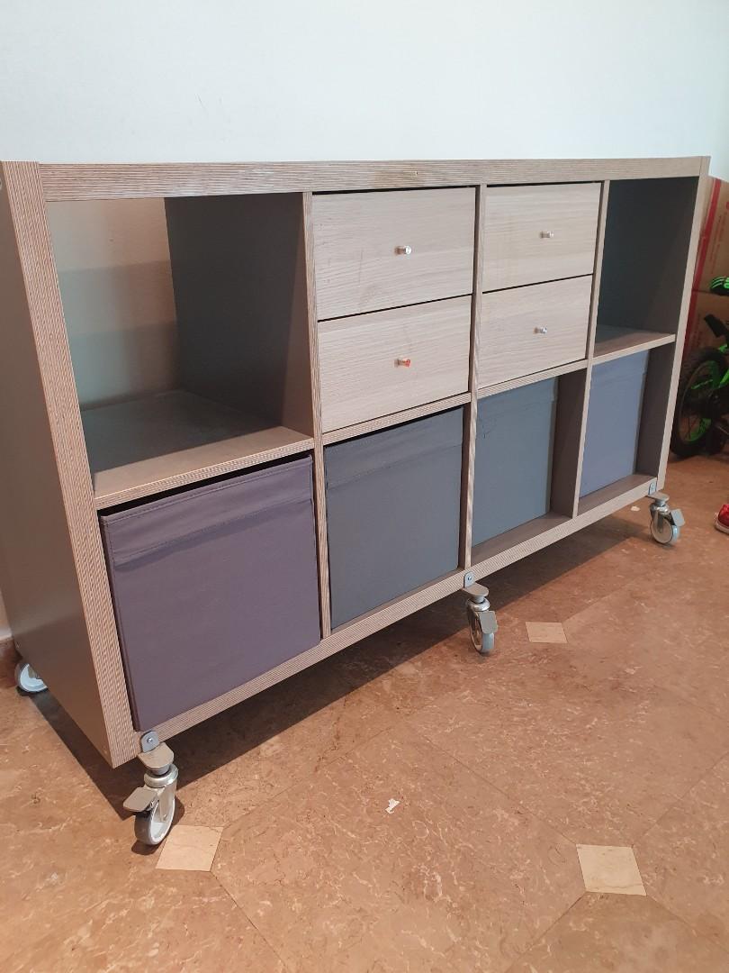 Ikea Kallax shelving unit with casters, Furniture & Home Living