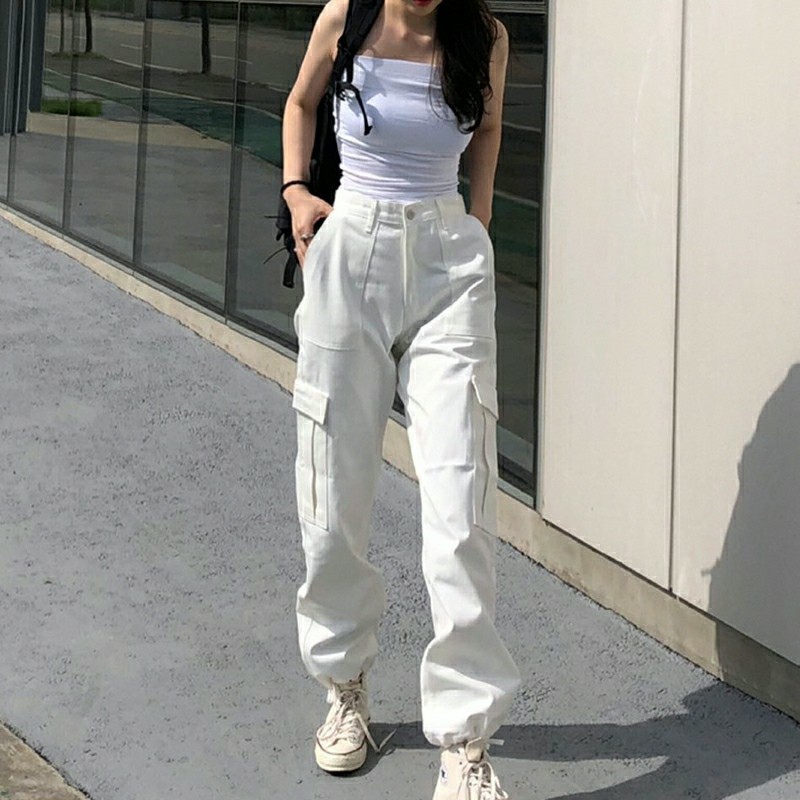 baggy white cargo pants