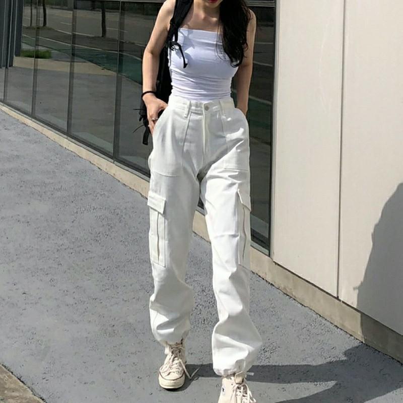 White cargo online pants womens