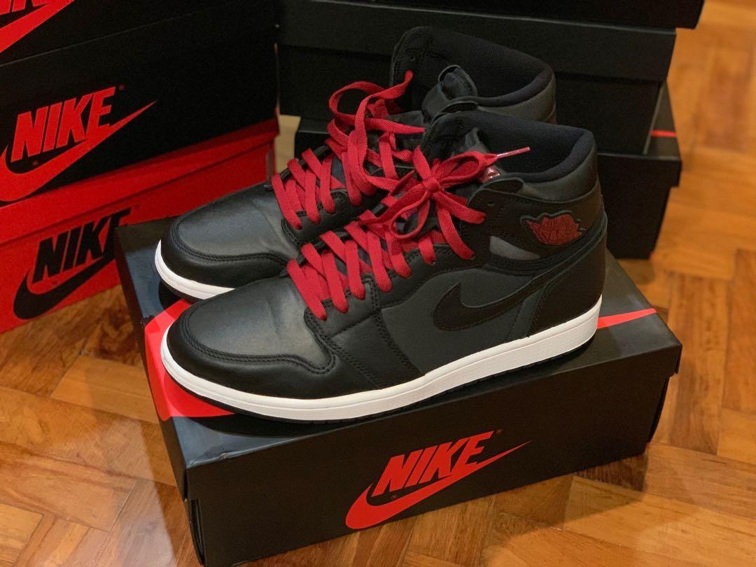 jordan 1 black satin gym red