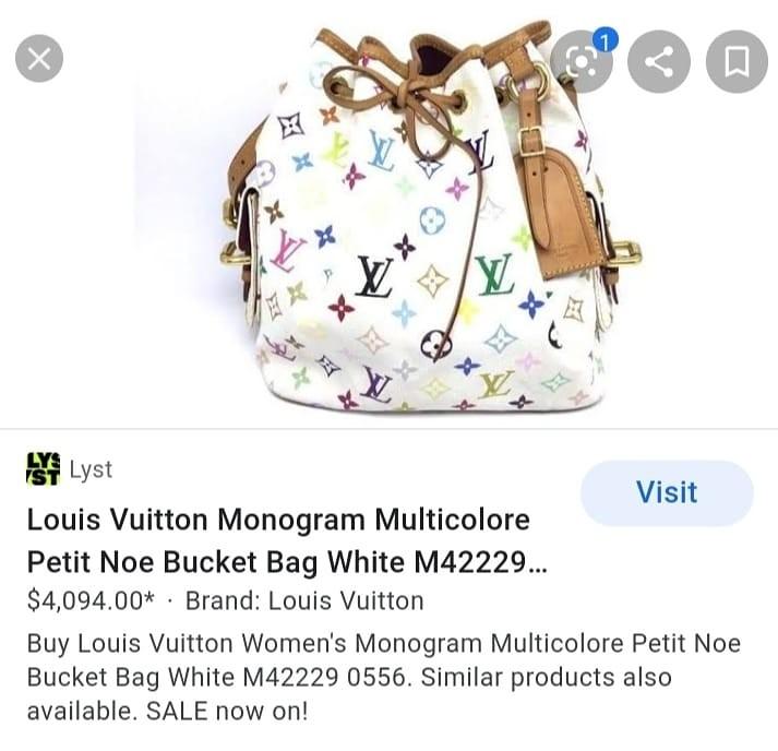 Louis Vuitton Pattern Print, White Monogram Multicolore Petit Noé