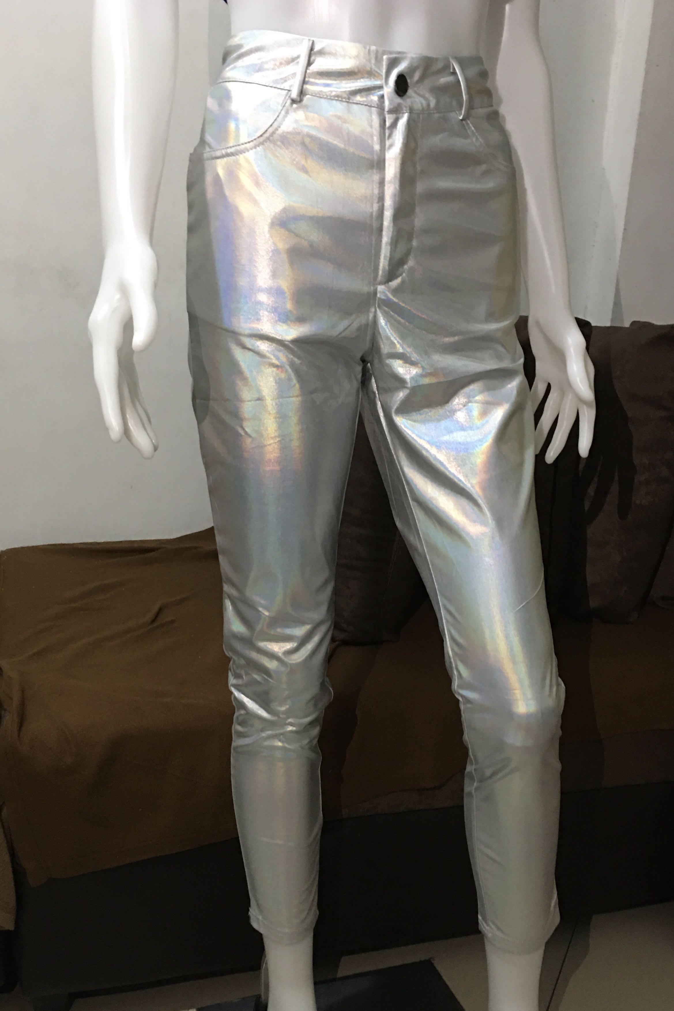 Metallic High Waist Skinny Pants SHEIN 