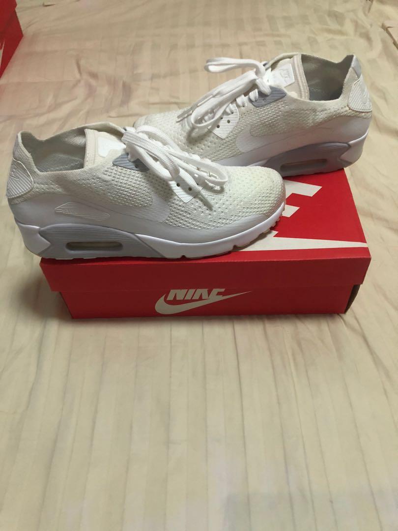 Nike Air Max 90 Flyknit Triple white Men s Fashion Footwear