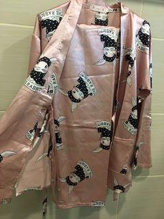 Pink bunny kimono pajamas