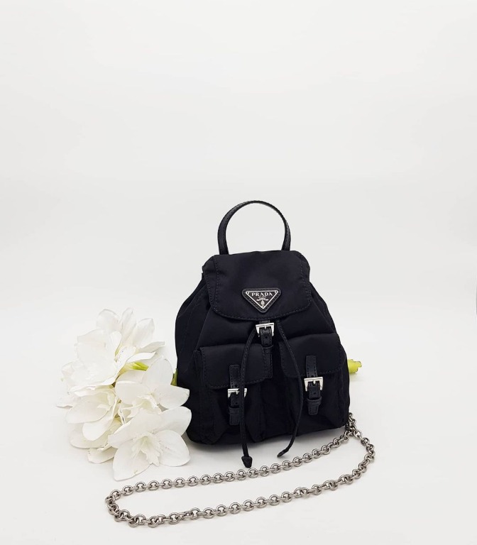 Prada vela mini backpack with chain clearance