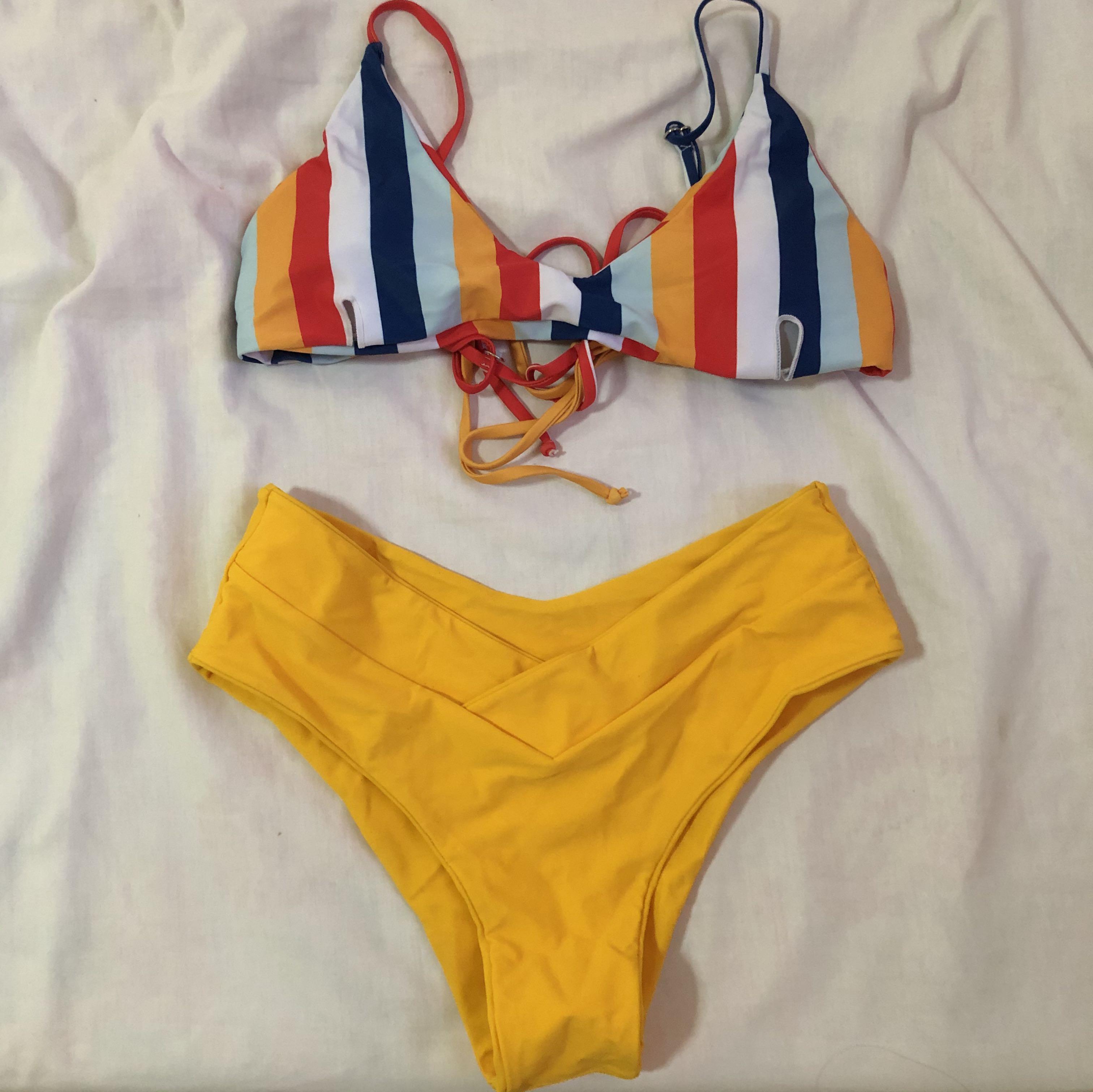 Rainbow bikini striped swimwear zaful Women s Fashion Swimwear