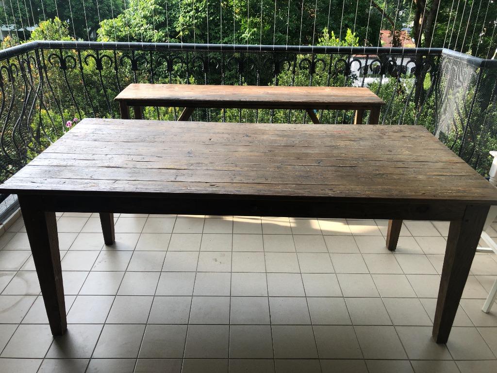 Shophouse dining table and matching console sideboard, Furniture & Home