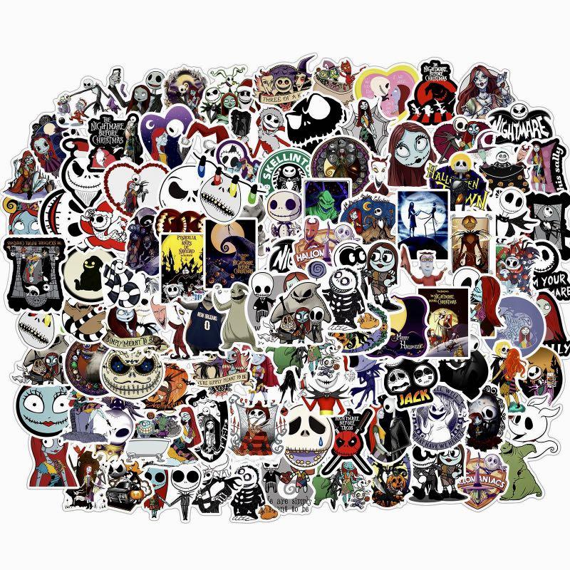 Nightmare Before Christmas Themed Assorted Skateboard Stickers Lot of 12 Pieces 