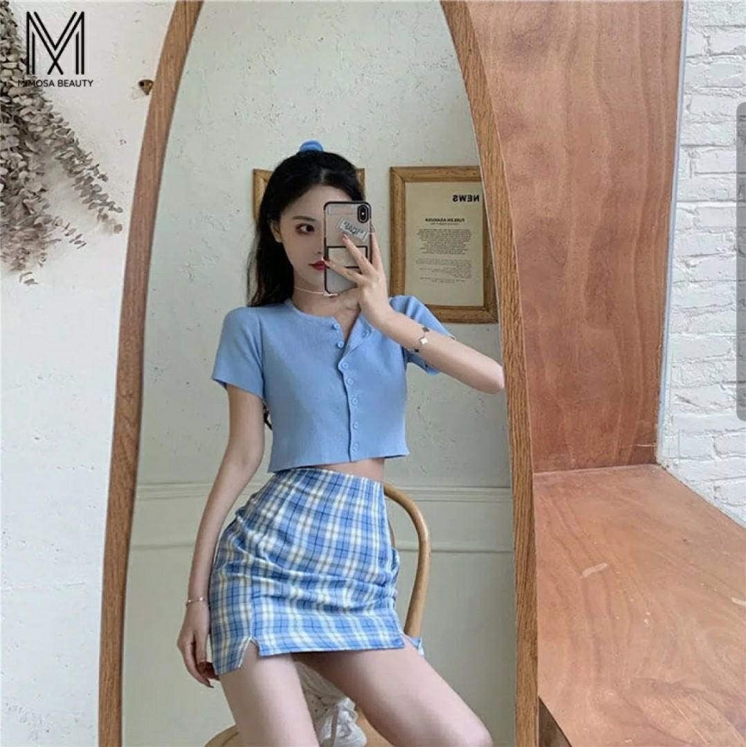 High waisted plaid outlet skirt 2020
