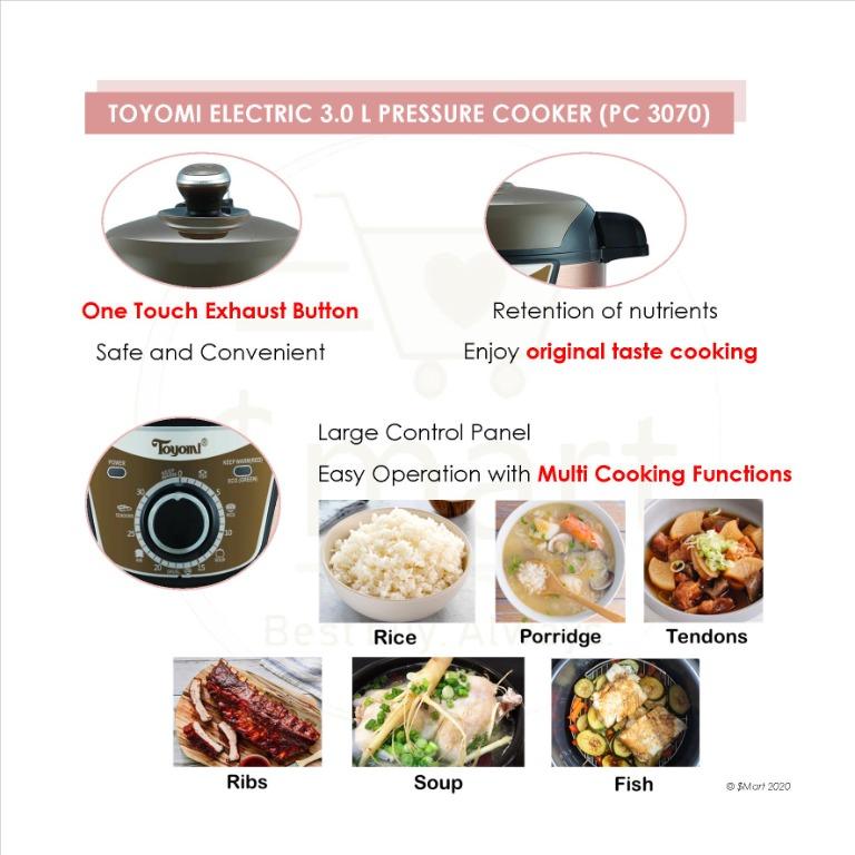 Toyomi 3.0L Electric Pressure Cooker [PC 3070], TV & Home Appliances