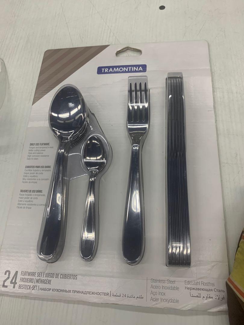 tramontina utensils set (Category: Dinnerware & Cutlery) located in Manila. Submitted by simplyameerah (Listing ID 1055064448, Image 2). Description: tramontina spoon n pork set with knife .