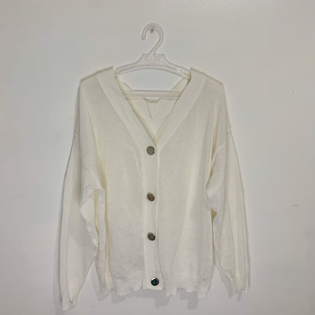 White Sheer Cardigan, Women's Fashion 