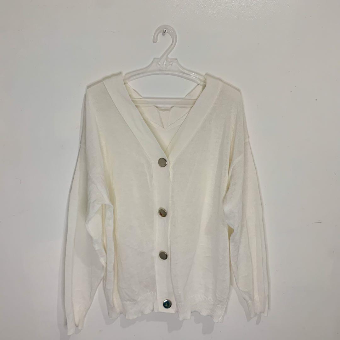 long white sheer cardigan