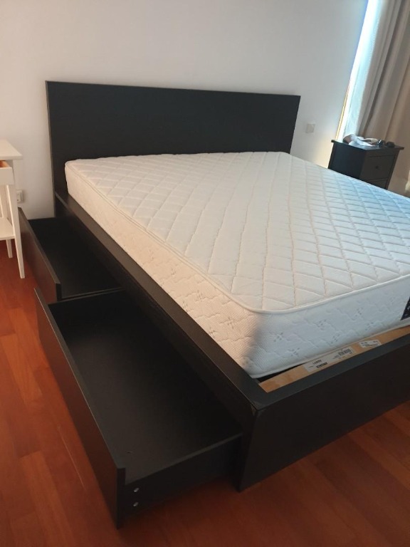 Furnizy sheesham wood king size weave double bed with drawer storage for living room bedroom home (teak finish): carousell