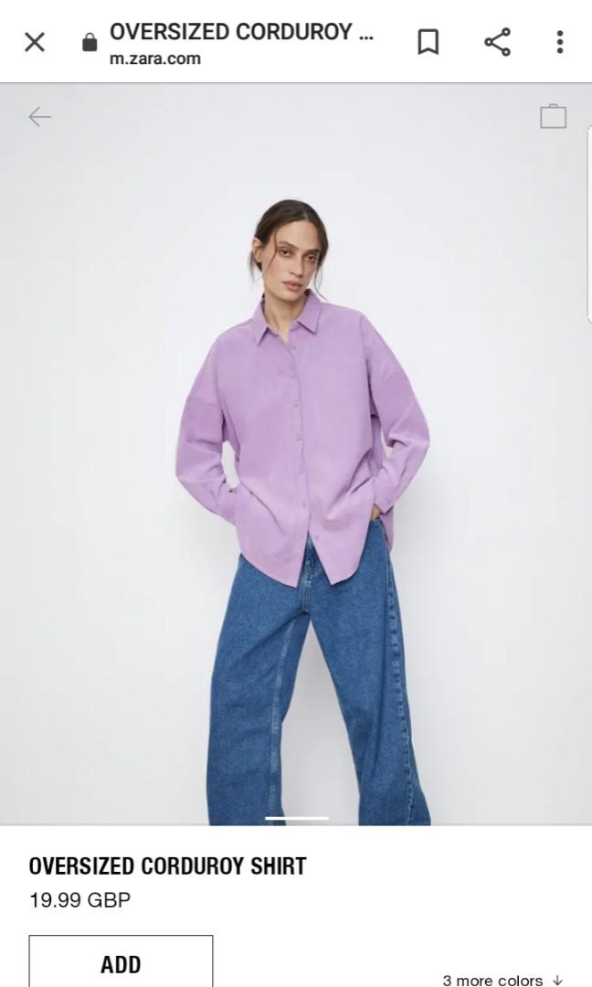 Zara lilac oversized corduroy shirt 
