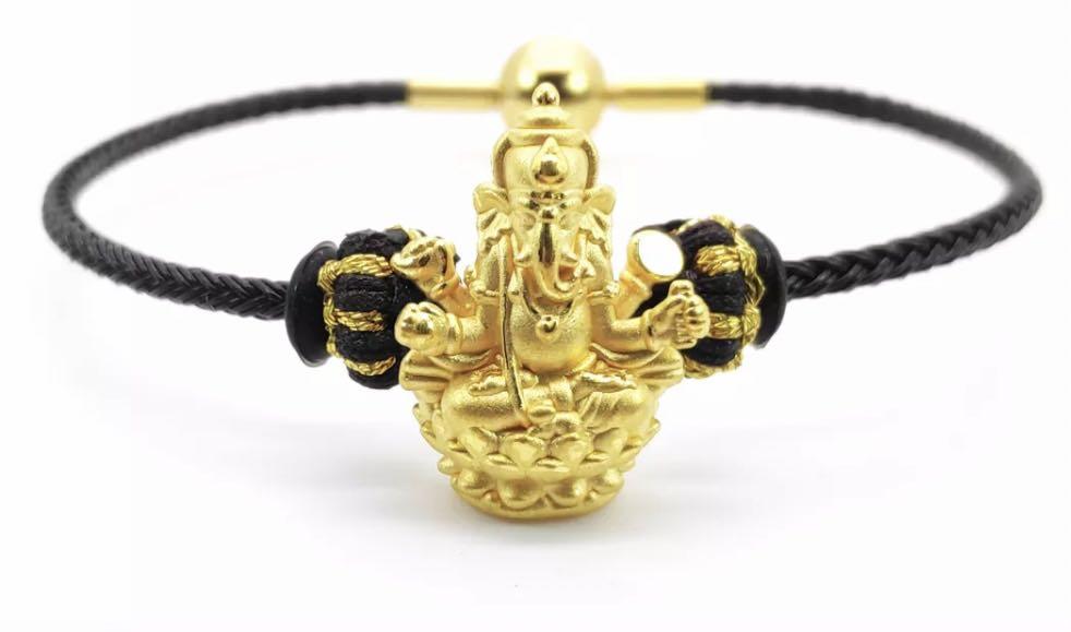 Last piece Authentic 24K Solid Gold handcrafted Ganesha Deity Charm Bracelet