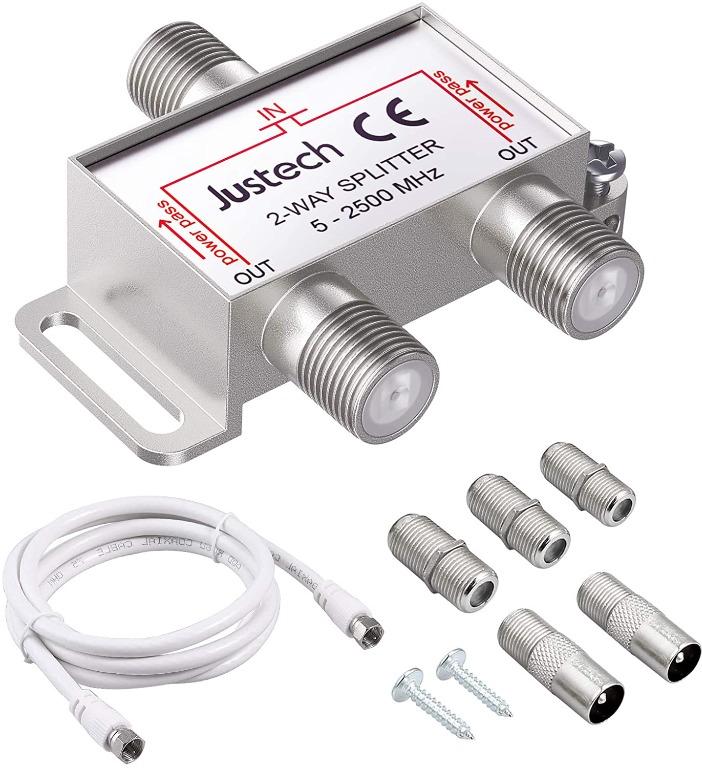2-Way TV Radio F-Connector Adaptor Cable Antenna Splitter Metal TV Splitter,  Assistive Devices, Others on Carousell