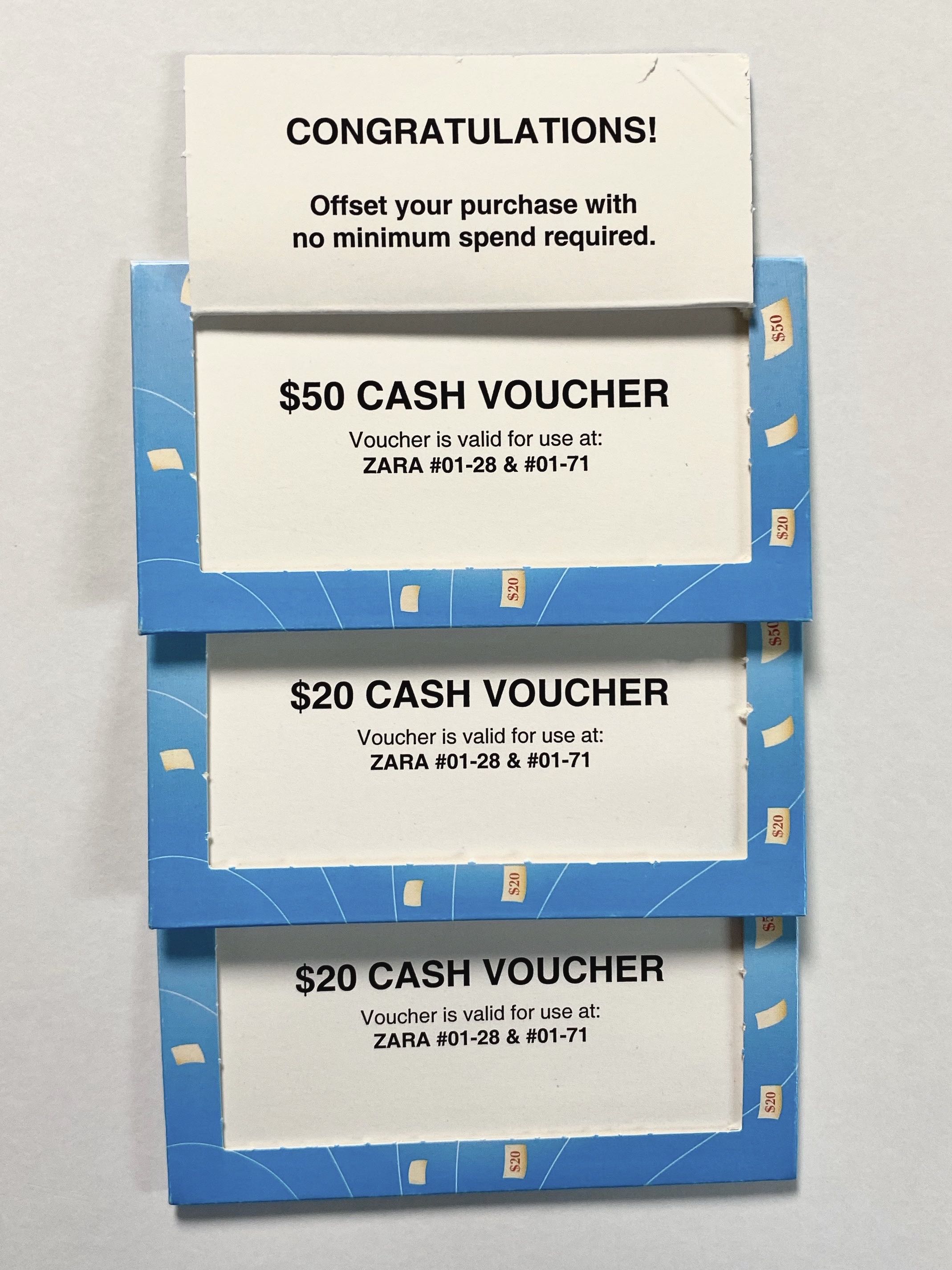 90 Zara VivoCity vouchers, Tickets & Vouchers, Vouchers on Carousell