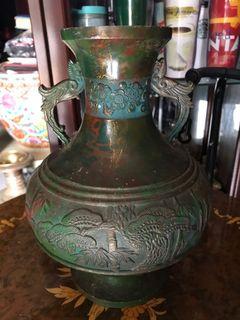 Antique Embossed Brass Jar