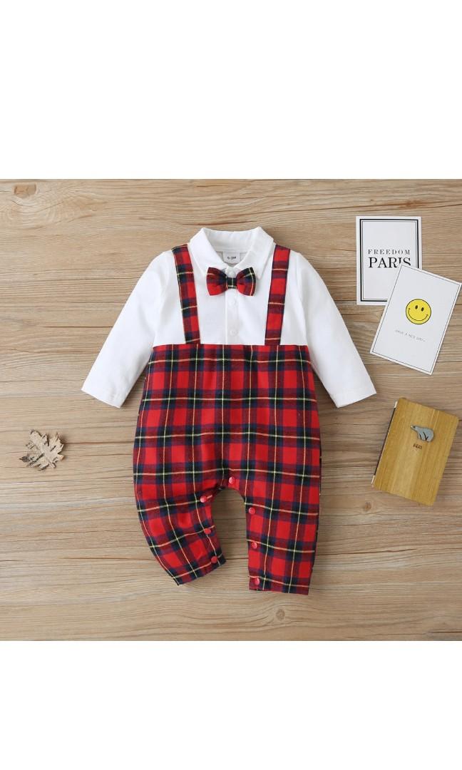 Baby Boy Plaid Suit Romper Babies Kids Babies Kids Fashion On Carousell