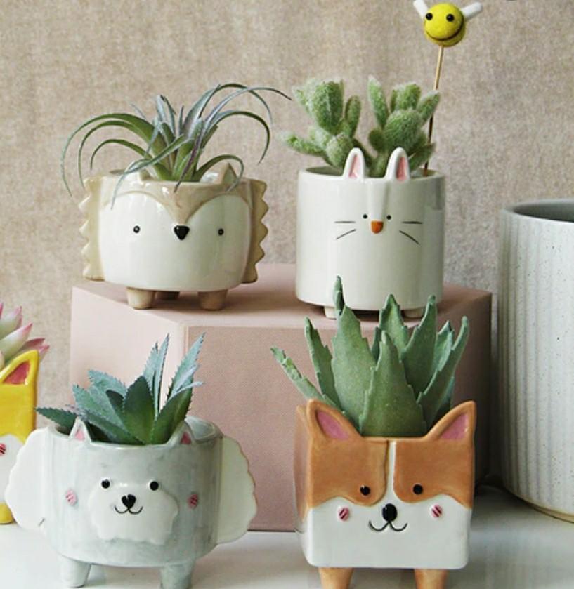 Bn 4 Animal Ceramic Plant Pots Planters Gardening Pots Planters On Carousell