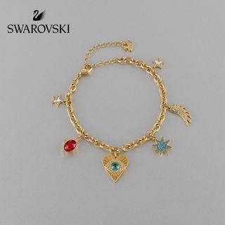 Brand New Original Swarovski Lucky Goddess Charms Bracelet in Gold Tone