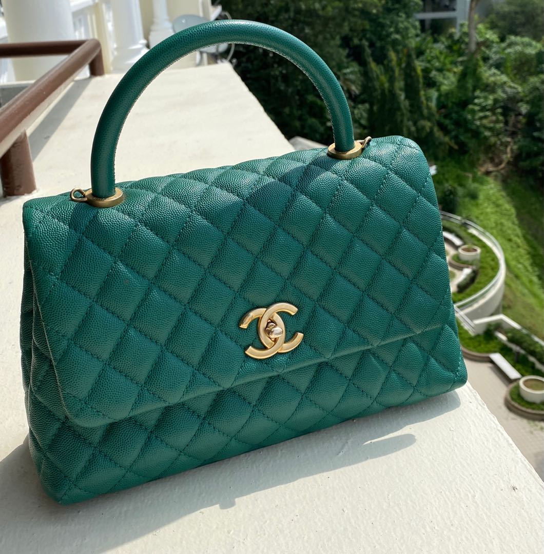 Chanel coco handle emerald green 18S, Luxury, Bags & Wallets on