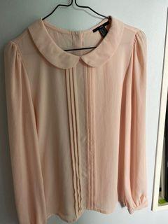 Chiffon material light pink peach beige forever 21 long sleeve size S
