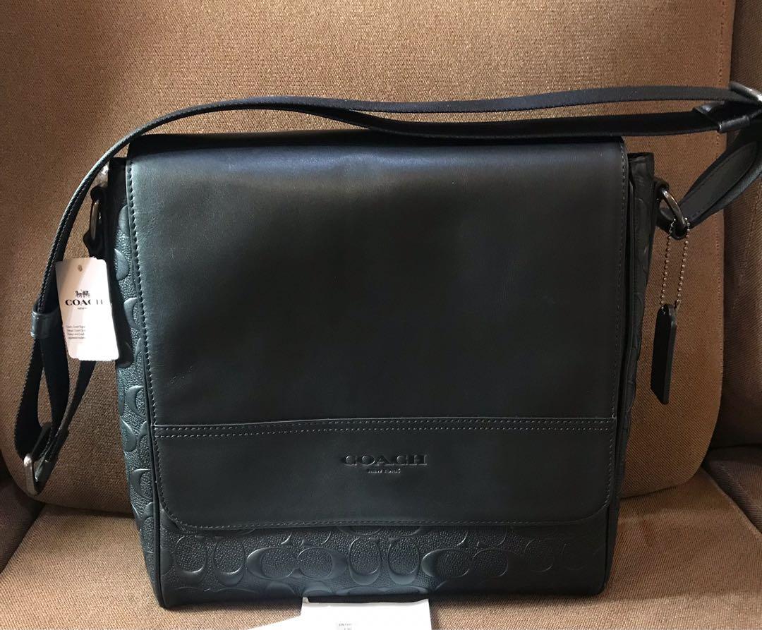 COACH HOUSTON MAP BAG IN LEATHER Black, Men's Fashion, Bags, Sling Bags ...